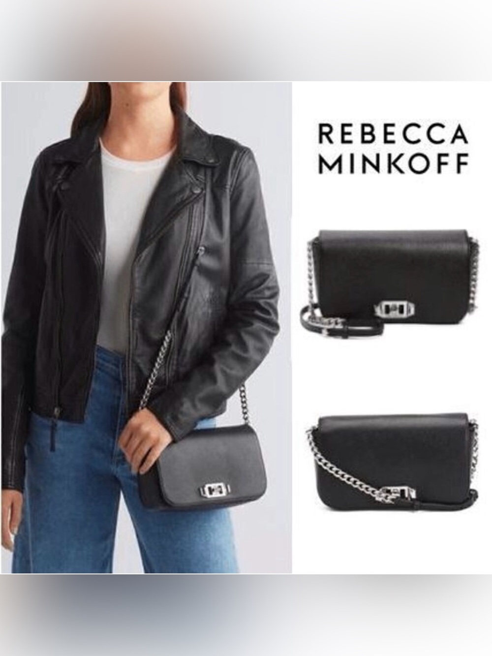 Rebecca Minkoff Amour Classic Black Leather Crossbody Shoulder Bag NEW